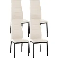 CLP Juego de 4 sillas de comedor Mayfair, tapizadas en cuero sintético (color: crema)
