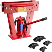 Wiltec Máquina hidráulica de doblado de tubos , 8 toneladas, equipo de doblado de tubos con 3 matrices de presión de Ø 21,3-33,7 mm, dobladora de tubos que incluye las matrices