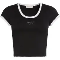 Calvin Klein Ss Monologo Scoop Neck Top Black Talla: M | Camisetas de Seda Outlet | Mujer | Negro