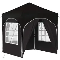 vidaXL Tienda de campaña para fiestas plegable, 192 x 192 x 245 cm, color negro