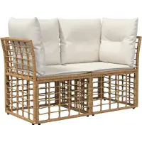 vidaXL : Juego de sofás de exterior, color natural y crema, fabricado en poliéster