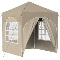 vidaXL Tienda de campaña para fiestas plegable, 192 x 192 x 245 cm, color crema