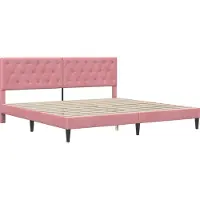 vidaXL Estructura de cama con colchón y cabecero, color rosa, 180 x 200 cm, tapizada en terciopelo