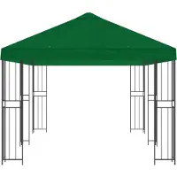 vidaXL Pabellón de jardín, 6 x 3 metros, color verde, fabricado en poliéster y acero, con una densidad de 190 g/m²
