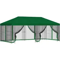 vidaXL Pabellón con paredes laterales, 6 x 3 metros, color verde, fabricado en poliéster y acero