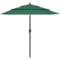 Syfax Sombrilla jardín de 3 niveles con palo de aluminio verde 2,5 m