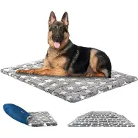 OEM Cama para perros reversible, 122x76 cm, color gris y azul, con espuma de alta densidad