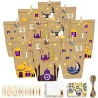 OEM Calendario de adviento con 36 abrazaderas de madera y 10 metros de cuerda de yute, color marrón, para decorar a su gusto