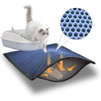 OEM Alfombrilla para gatos Blue Eyes, alfombrilla de 40x60 cm, para arena para gatos, base absorbente, diseño de panal, doble capa impermeable, diseño de panal de abeja (turquesa)