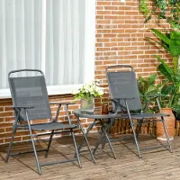OEM Juego de muebles plegables de metal, color gris oscuro, resistente a la intemperie