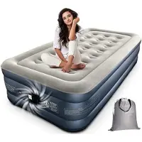 OEM Colchón inflable individual con bomba, 190x100x46 cm, capacidad máxima de 250 kg, color blanco/gris, autoinflable