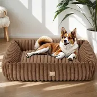 OEM Cama para perros de gran tamaño, color marrón, lavable, rectangular, antideslizante y cómoda