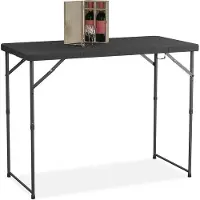 Markenlos Mesa de jardín plegable para 6 personas, ajustable y fácil de transportar