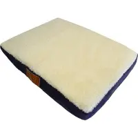 OEM Colchón ortopédico extra grande para perros, fabricado en imitación de cuero y con forro de lana sintética, en color azul y blanco