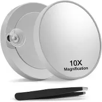 OEM Espejo cosmético de aumento, gris, de 8,8 cm, con pinzas y ventosas