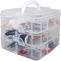 OEM Caja organizadora transparente de 15x15 cm con 3 compartimentos de 6 divisiones