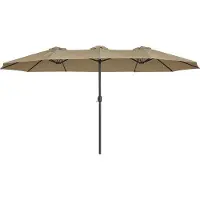 Markenlos Sombrilla doble grande, 460x270 cm, color beige, con protección UV, factor UPF 50+
