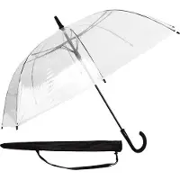 Markenlos Sombrilla pequeña y transparente, diámetro de 101 cm, con borde blanco automático