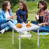 Markenlos Mesa plegable de aluminio, pequeña, con altura ajustable, para uso en exteriores