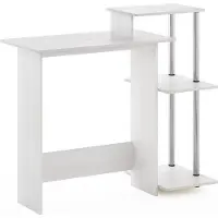 OEM Escritorio eficiente para portátil con estantes cuadrados, en madera de roble blanco y detalles cromados, ideal para el hogar
