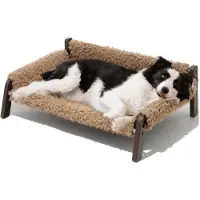 OEM Cama transpirable para perros con funda extraíble, tamaño XL, 87x63x28 cm, color marrón