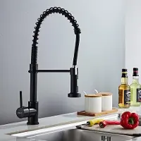 Markenlos Grifo de cocina giratorio con sistema de resorte, acero inoxidable, 2 modos de chorro