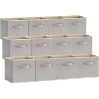 OEM Cajas de almacenamiento de tamaño medio, 26,5 x 26,5 x 28 cm, color gris, plegables