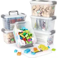 OEM Cajas de almacenamiento transparentes de 5 litros con asa y tapa, apilables, de 27,8 x 19,5 x 16,4 cm