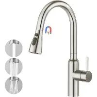 OEM Grifo de cocina con cabezal de ducha extraíble y función de giro de 360°, fabricado en acero inoxidable