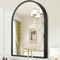 OEM Espejo curvo, 50 x 40 cm, , espejo de pared curvo con marco de metal de acero inoxidable, parte superior curva, para montaje en pared, ideal para recibidor, salón o dormitorio