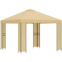 vidaXL Pabellón de 3 x 3 metros, color crema, fabricado en poliéster y acero, con una densidad de 190 g/m²