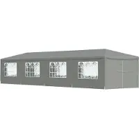 vidaXL : Tienda de campaña para fiestas, 1200 x 300 x 255 cm, gris claro, fabricada en polietileno y acero