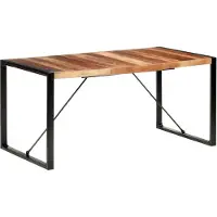 Syfax Mesa de comedor madera maciza con acabado acacia 160x80x75 cm