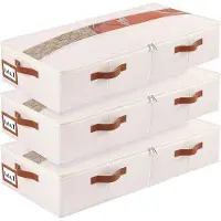 OEM Caja organizadora para debajo de la cama, color beige, 60x30x15 cm, transparente