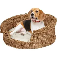 Holland Connections Cama redonda trenzada de 18x46 cm para perros y gatos pequeños