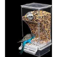 Unyqoos Comedero automático transparente para pájaros, con barra de apoyo de plástico, ideal para aves pequeñas y medianas, como periquitos y canarios