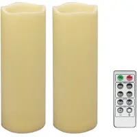 Unyqoos Set – 2 velas LED impermeables para exteriores, con efecto parpadeante, mando a distancia y temporizador