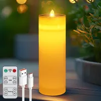 Unyqoos Velas LED solares IPX5, resistentes al agua: luz parpadeante, control remoto y temporizador de 2/4/6/8 horas, función de carga solar y USB, para interiores y exteriores