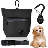 Unyqoos Bolsa para entrenamiento canino con cierre magnético, fabricada en Oxford resistente al agua, con dispensador integrado para bolsas para excrementos y un clicker, diseño compacto