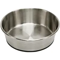 Unyqoos - Plato de acero inoxidable de 1600 ml, con base de goma antideslizante, color plateado y , dimensiones 22 x 6,8 cm, para perros y gatos