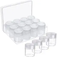 Unyqoos Caja de almacenamiento transparente con 12 compartimentos extraíbles, de 16x12x5,3 cm. Los compartimentos miden 4,8 cm. Tapa atornillada de 3,8 cm de diámetro, a prueba de fugas