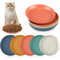 Unyqoos Conjunto de comederos cerámicos para gatos y pequeños animales, marca , de 10 piezas: tazones de cerámica planos para comida húmeda y seca, que incluyen tapetes antideslizantes