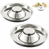 Unyqoos Juego de 2 cuencos de acero inoxidable , diámetro de 30 cm, capacidad de 1,4 litros, cuencos higiénicos para comida y agua, ideales para alimentar a varios cachorros simultáneamente