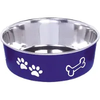Unyqoos Plato para perros antideslizante de 20 cm (1,8 l) – azul, con anillo de goma antideslizante, apto para lavavajillas, ideal para perros pequeños y medianos
