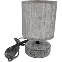 RL LIVE YOUR LIGHT Lámpara de mesa de cerámica en color gris con pantalla de tela, ideal para el alféizar de la ventana o como lámpara de noche