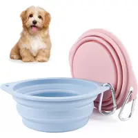 Unyqoos Uniqoos - Juego de 2 cuencos plegables de silicona para perros, ideales para viajes y uso diario, con profundidad ajustable, aptos para uso alimentario para agua y comida
