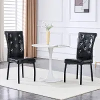 Ninkear Juego de dos sillas de comedor, estilo retro, tapizadas en cuero de cocodrilo, con cierre de cristal (negro)