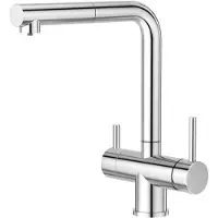 OEM Columna de grifo con 3 funciones, rotación de 360 grados, interruptor giratorio para filtro de agua, grifo doble, grifo de fregadero 3 en 1, cromo