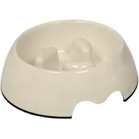 Unyqoos : Plato y bebedero antideslizantes para alimentos y agua, color crema, 750 ml, con asas, apto para lavavajillas, resistente a golpes y arañazos, con protección contra salpicaduras