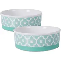 Unyqoos Juego de 2 cuencos de cerámica para gatos y perros, marca , color azul, diámetro de 15,2 cm, altura de 5,1 cm, apto para lavavajillas, antideslizante